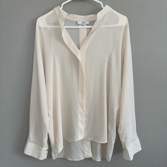 Vince Tops - Vince Long Sleeve Woman’s Blouse Ivory Size S Sheer Wear To Work Office Siren